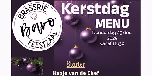 Kerstdagmenu donderdag 25 december 2025 vanaf 11u30