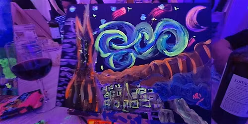 Pinta tu noche estrellada FLUO - arte y vino Obelisco Buenos Aires