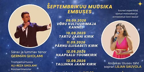 Septembrikuu muusika embuses-Tartu | 10.09.2026