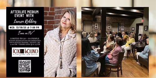 Afterlife Medium Event with Lauren Robbins, Seen on TV, in Quincy, MA