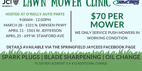 2026 Lawn Mower Clinics - W. Stanford Ave