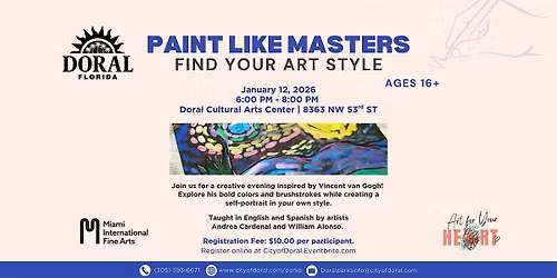 Paint Like Masters- Find your Art Style Art Class with MIFA (+16 only)