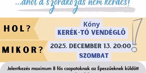 Kvízest Kónyban - SZOMBATON !