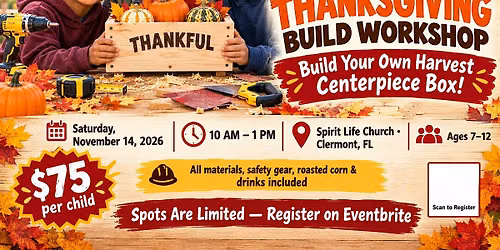 Kids Thanksgiving Woodworking Workshop \u2014 Build Your Own Harvest Centerpiece