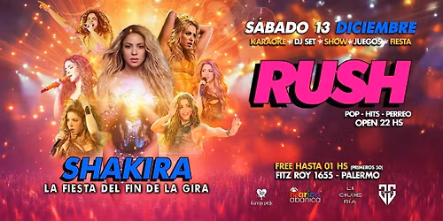 ESPECIAL SHAKIRA RUSH SABADO 13 DE DICIEMBRE