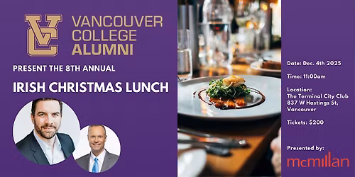 Vancouver College Alumni & Friends Irish Christmas Luncheon