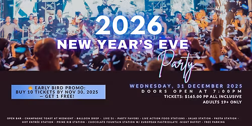 2026 New Year's Eve Party at the Burlington Convention Centre