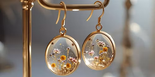Create  a wildflower necklace or earrings with resin