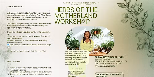 Herbs of the Motherland - Workshop