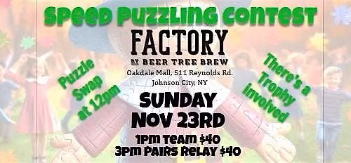 Puzzles and Pints at Factory by Beer Tree Speed Puzzling Contest