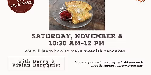 Cooking Around the World from the Library Kitchen: Swedish Pancakes with Barry & Vivian Bergquist