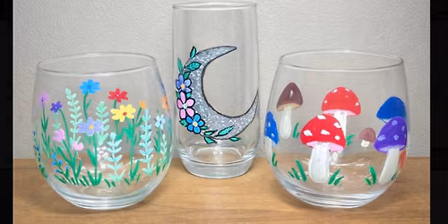 Beverage Glass painting class at Owosso Floral & Gifts-Owosso