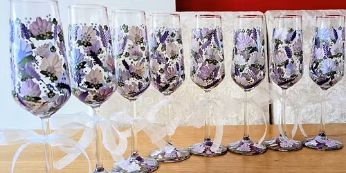 Sip & Paint Floral Champagne Flutes: Hickory Vines Winery