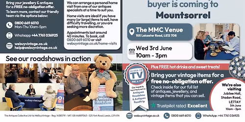 WeBuyVintage is coming to Mountsorrel! The MMC Venue 10am-3pm, Wed 3rd June