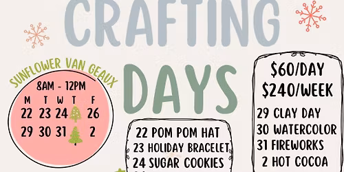 Winter Art Camp for Kids- Reserve Only (Sunflower Van Geaux Art Studio)