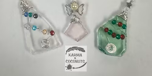 Sea Glass Tree and Angel Pendants - $40