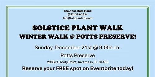 Winter Solstice Plant Walk @ Potts Preserve!