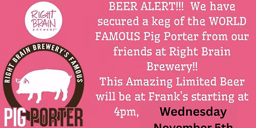Right Brain Brewery Pig Porter Release!!!!!!!!!