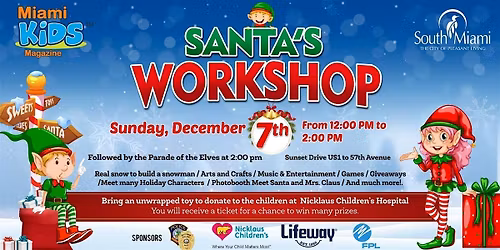 Miami Kids Magazine Santa's Workshop followed by the Parade of the Elves