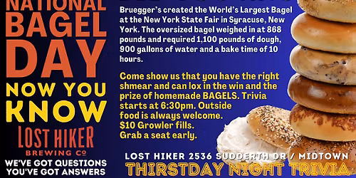 Lost Hiker Thirstday Night Triva (Bagel Night)