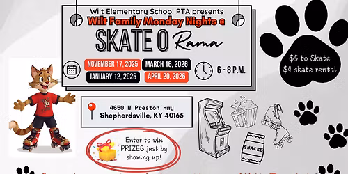 Wilt Elementary PTA Family nights at Skate-O-Rama!