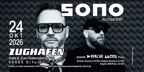 SONO Live In Concert anschl. DEPECHE MODE, 80s & Dark Party im Zughafen Erfurt
