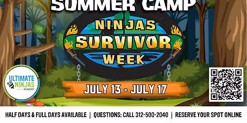 Summer Camp at Ultimate Ninjas Academy: Survivor Week! Ages 4\u20139