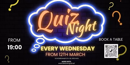 Weekly Quiz Night at Beavers Pub! (EN)