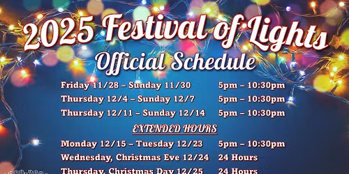 Festival of Lights at Sinnissippi Park - Rockford, IL OPEN!