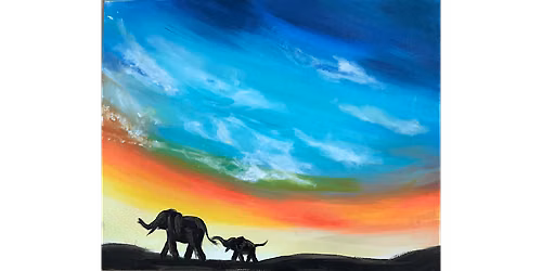 Elephants at Dusk - Paint and Sip in Houston | Classpop!\u2122