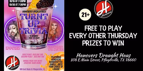 Turnt Up Trivia Night @ Hanovers Pflugerville