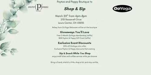 Shop and Sip with Peyton and Peppy and Go Yoga