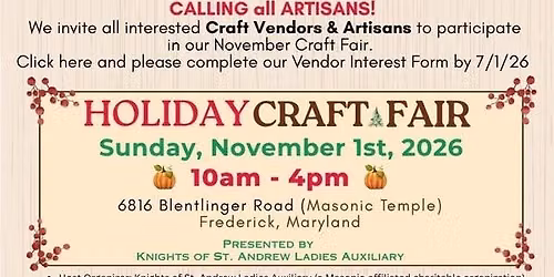 Holiday Craft Fair Masonic Lodge, Frederick