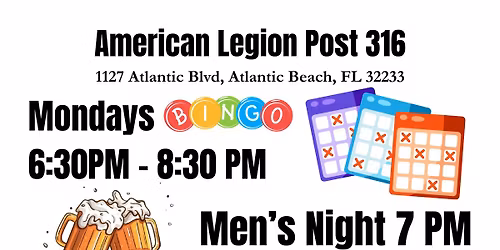 Mondays Bingo & Men's Night | Post 316 | Atlantic Beach, Florida