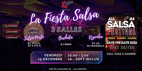 La Fiesta Mambo Salsa y Dulzura - VENDREDI 19 D\u00e9c- 3 Salles