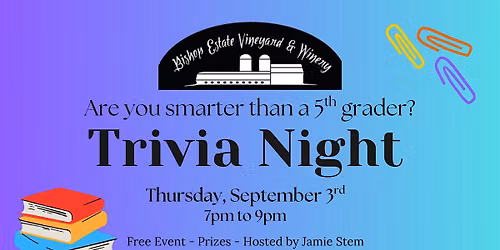 Are You Smarter Than a 5th Grader Themed Trivia Night by Jamie Stem!