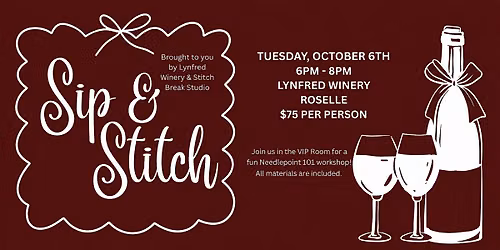 Sip & Stitch at Lynfred Winery: Needlepoint Workshop