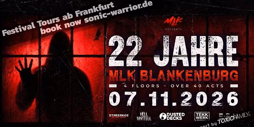 \u25ba Bus zur 22 Jahre MLK Area Party 2026 in Blankenburg (Tekk und HardTekk) ab FFM, Gie\u00dfen, Fulda, Kas