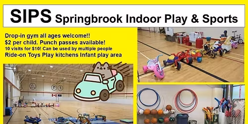 SIPS Springbrook Indoor Play and Sports Tuesdays 9am-3pm
