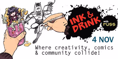 Copy of Ink & Drink comic art drawing social in pub