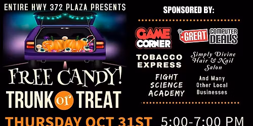 Trunk or Treat at Game Corner and Entire Hwy 372 Plaza