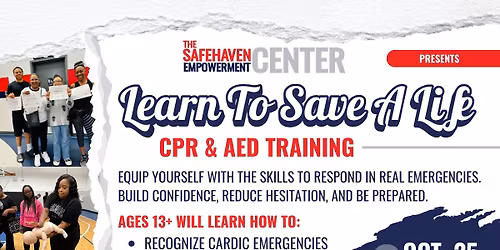 Learn to Save a Life \u2013 CPR & AED Training at The SafeHaven Empowerment Center