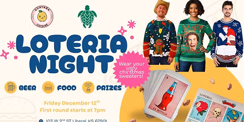 LOTERÍA NIGHT UGLY CHRISTMAS SWEATERS 🎄