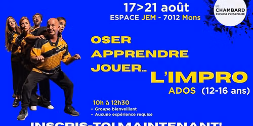 Matin\u00e9es d'initiation \u00e0 l'improvisation th\u00e9atrale (ADOS 12-16ans)
