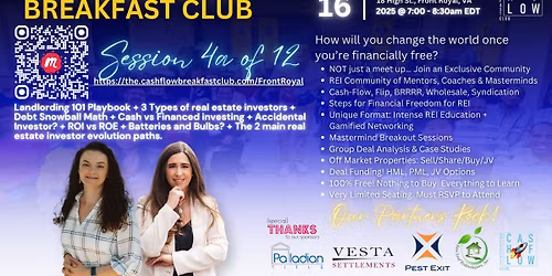 The Cash-Flow Breakfast Club - REI Education & Networking event \u2013 Front Royal VA