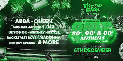 Throw Back - 80s, 90s, Noughties - Boat Party