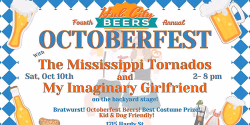 4th Annual Octoberfest at Hub City Beers with The Mississippi Tornados & My Imaginary Girlfriend 
