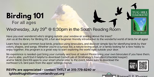 All Ages & Abilities Birding 101 with Tug Hill Tomorrow Land Trust