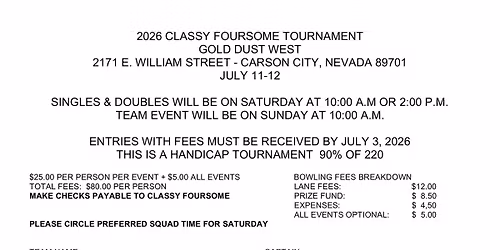 Classy Foursome - July 2026 Tournament - Gold Dust West