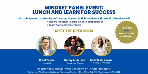 Mindset Panel Event: Lunch and Learn for Success